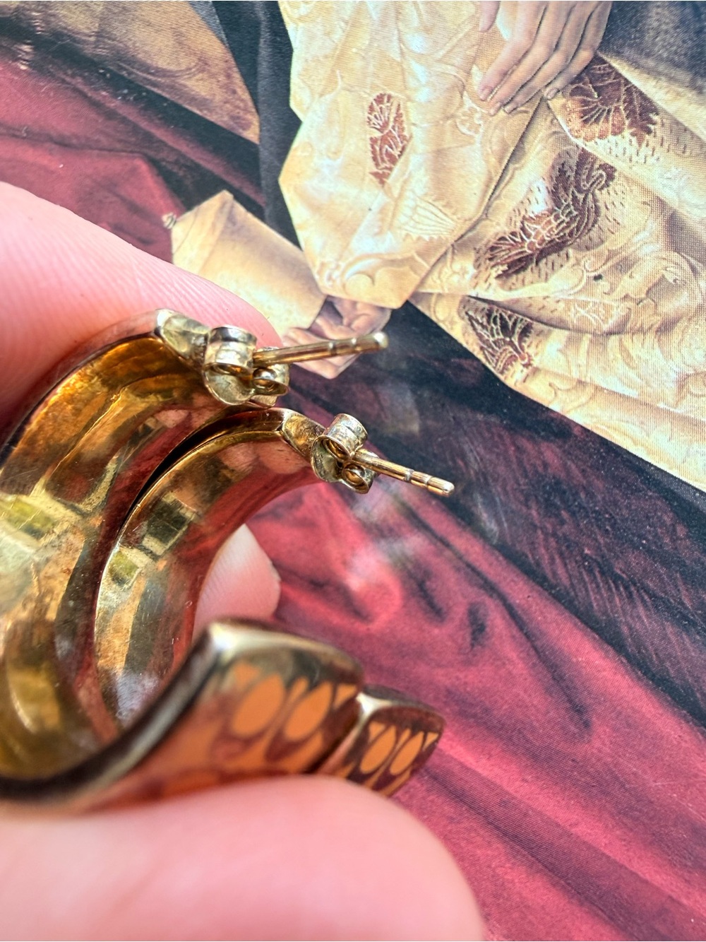 Coach Orange and Gold Cutout Hoop Earrings - Picture 3 of 5